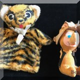 Y03. Two vintage toys including a tiger puppet and a dog. - $20 